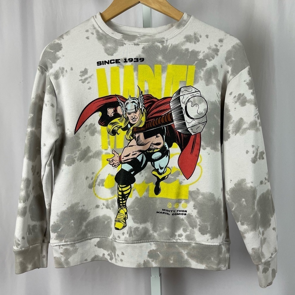 Zara 10/12 Marvel Avengers Thor 80's Graphic Crewneck Tie Dye Streetwear Casual